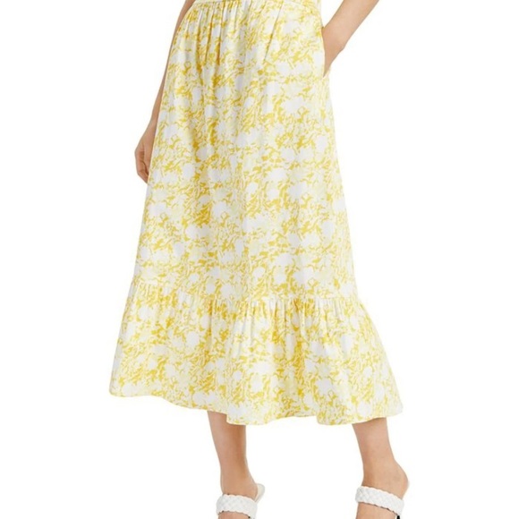 INC International Concepts Dresses & Skirts - INC International Concepts Yellow Floral Midi Tiered Skirt Petite Small
